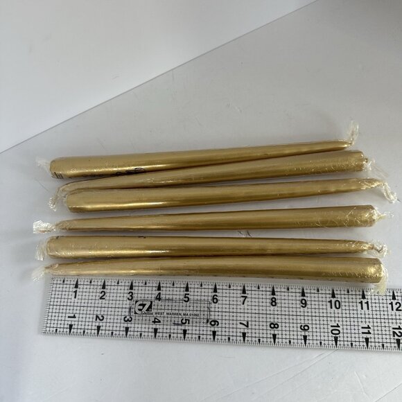 Patrician Premium Hand Dipped Candles 12” Gold Set Of 6 Wedding Christmas Party - Picture 1 of 4